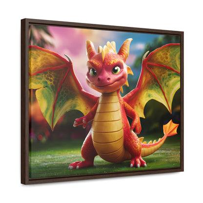 "Playful Baby Dragon in a Magical Forest" - Gallery Canvas Wraps, Horizontal Frame