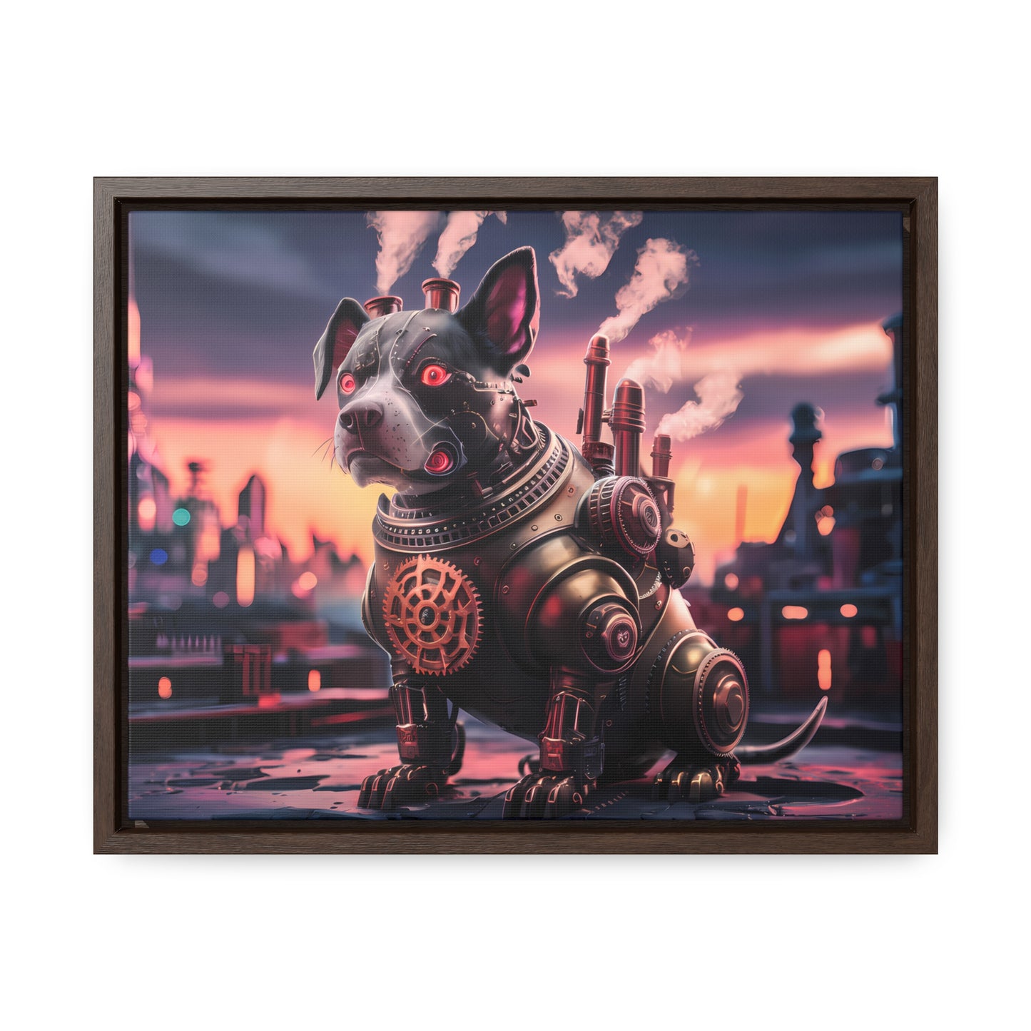 Cyber Canine: Steampunk Sentinel - Gallery Canvas Wraps, Horizontal Frame