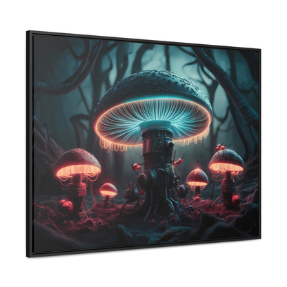 The Bioluminescent Mechanisms of the Neon Forest - Gallery Canvas Wraps, Horizontal Frame