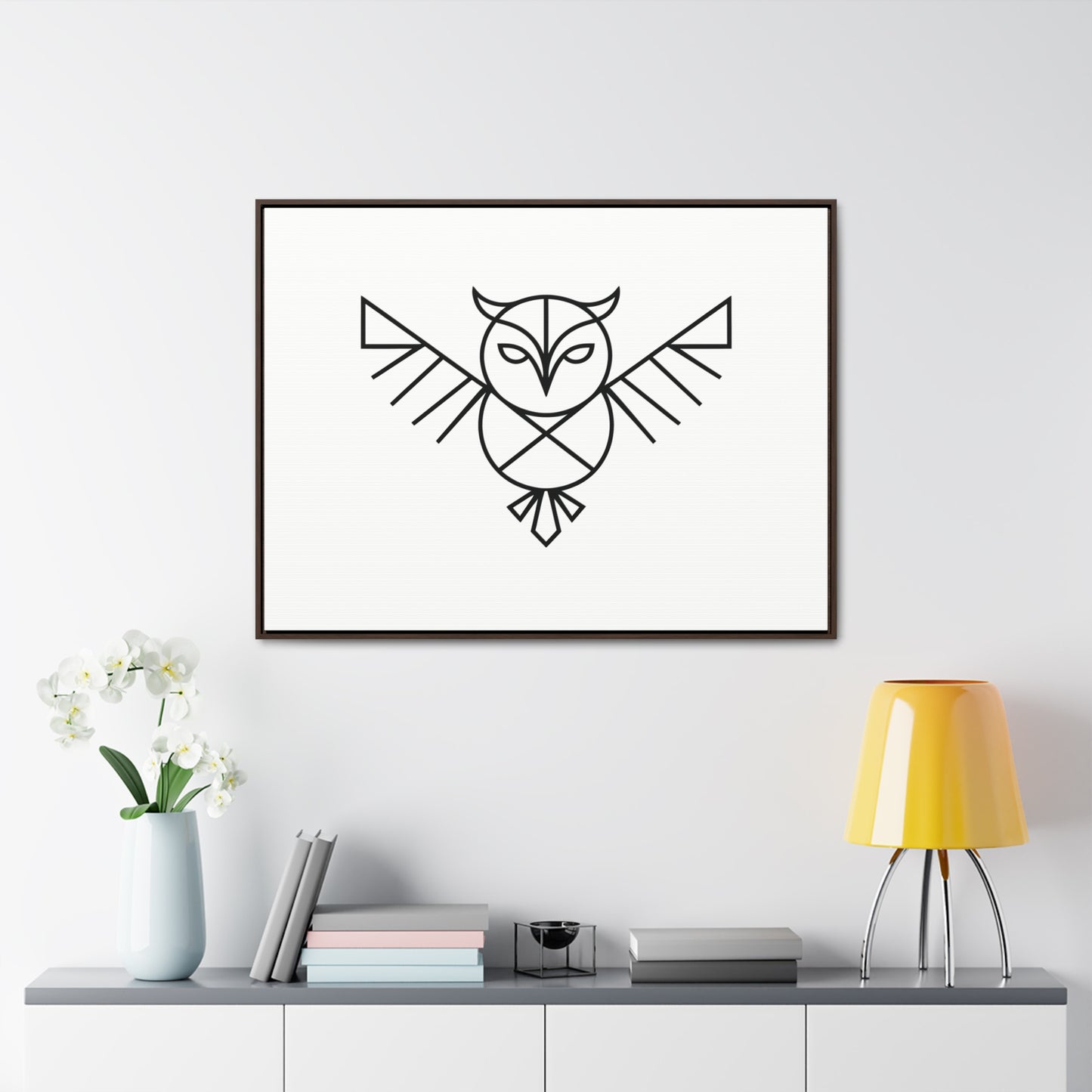 Geometric Owl Symbol - Gallery Canvas Wraps, Horizontal Frame