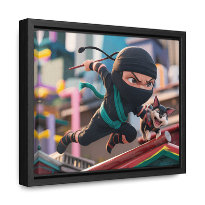 "Ninja and the Fearless Pup" - Gallery Canvas Wraps, Horizontal Frame