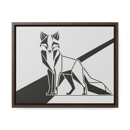 Geometric Fox in Black and White - Gallery Canvas Wraps, Horizontal Frame