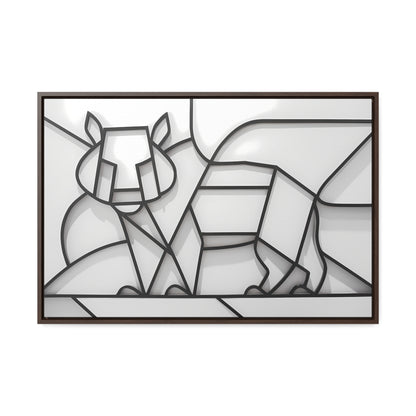 Geometric Rhino in Monochrome - Gallery Canvas Wraps, Horizontal Frame