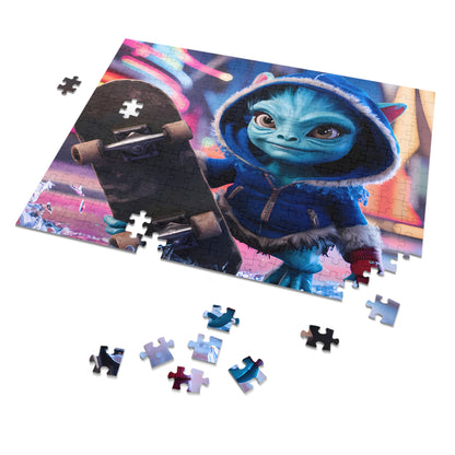 Skateboarding Alien in a Neon City - Jigsaw Puzzle (30, 110, 252, 500,1000-Piece)