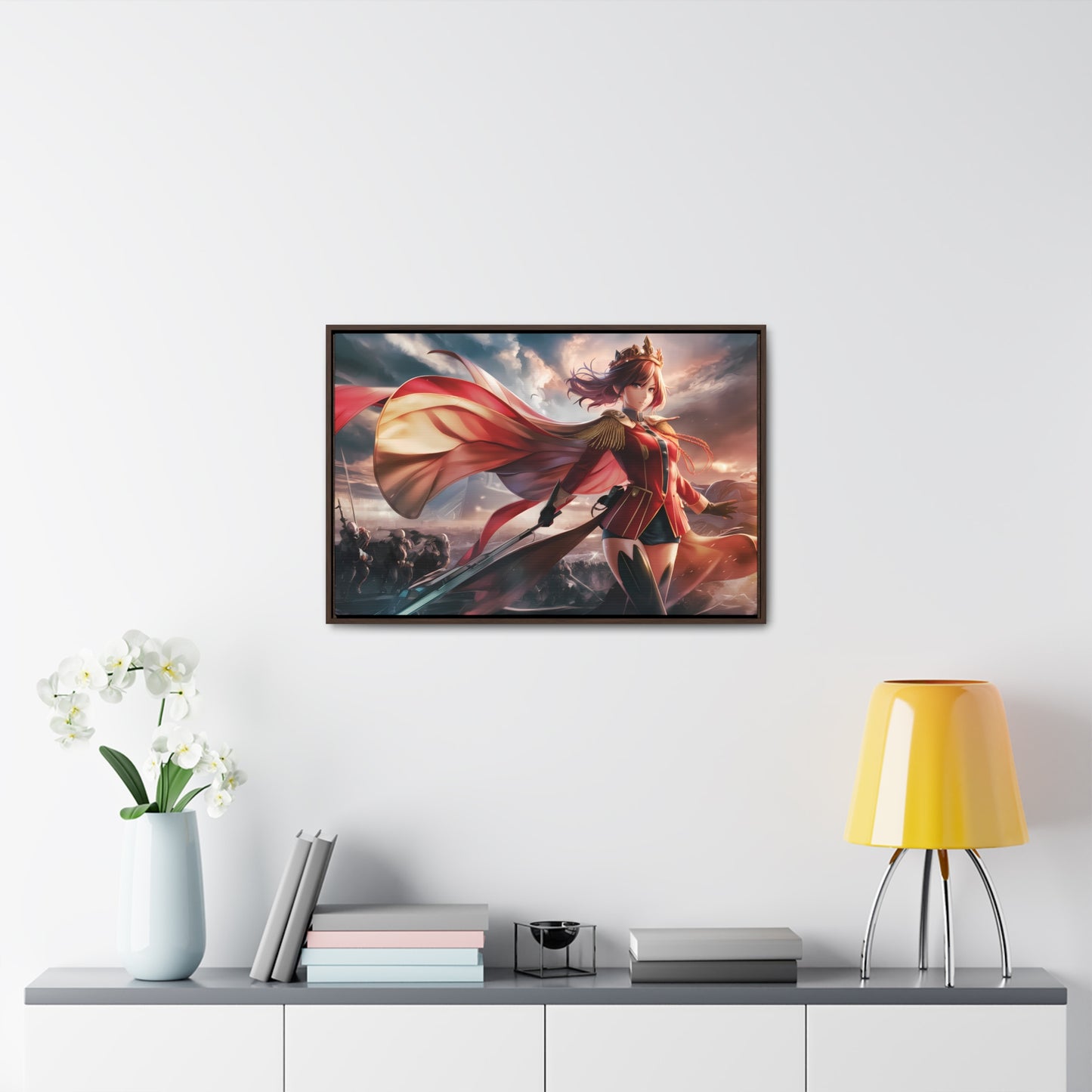 "Crimson Empress: Battle's Edge" - Gallery Canvas Wraps, Horizontal Frame