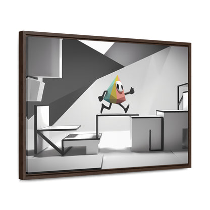 Geometric Adventure in Monochrome World - Gallery Canvas Wraps, Horizontal Frame