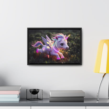 "Cybernetic Unicorn's Twilight Adventure" - Gallery Canvas Wraps, Horizontal Frame