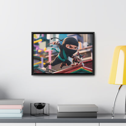 "Ninja and the Fearless Pup" - Gallery Canvas Wraps, Horizontal Frame