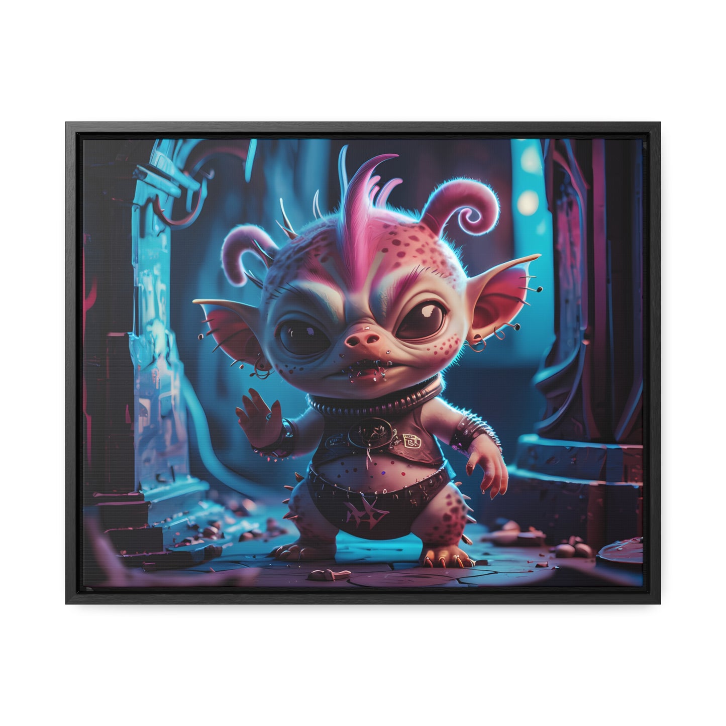 "Punk Goblin in Neon Alley" - Gallery Canvas Wraps, Horizontal Frame