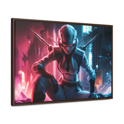 Cybernetic Valkyrie: Neon Enforcer - Gallery Canvas Wraps, Horizontal Frame