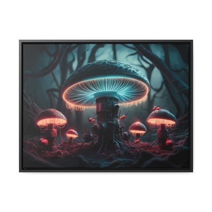 The Bioluminescent Mechanisms of the Neon Forest - Gallery Canvas Wraps, Horizontal Frame