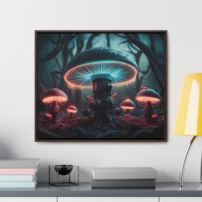 The Bioluminescent Mechanisms of the Neon Forest - Gallery Canvas Wraps, Horizontal Frame