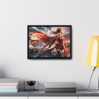 "Crimson Empress: Battle's Edge" - Gallery Canvas Wraps, Horizontal Frame