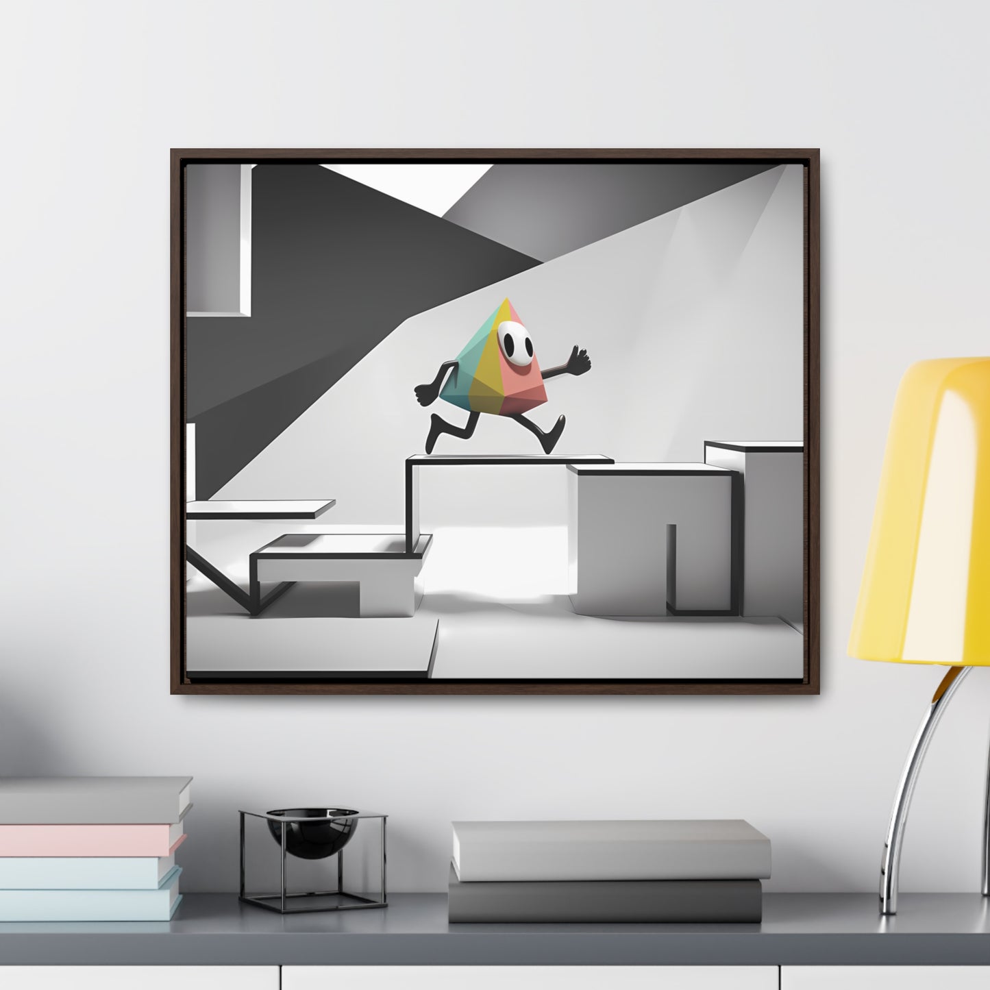 Geometric Adventure in Monochrome World - Gallery Canvas Wraps, Horizontal Frame