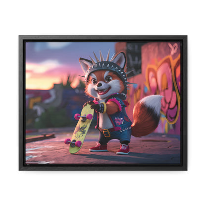 "Punk Skater Fox at Sunset" - Gallery Canvas Wraps, Horizontal Frame