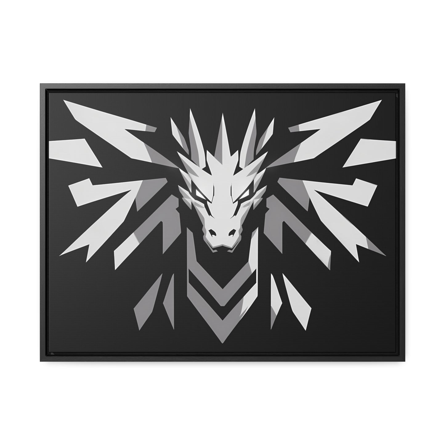 "Silver Dragon Crest" - Gallery Canvas Wraps, Horizontal Frame