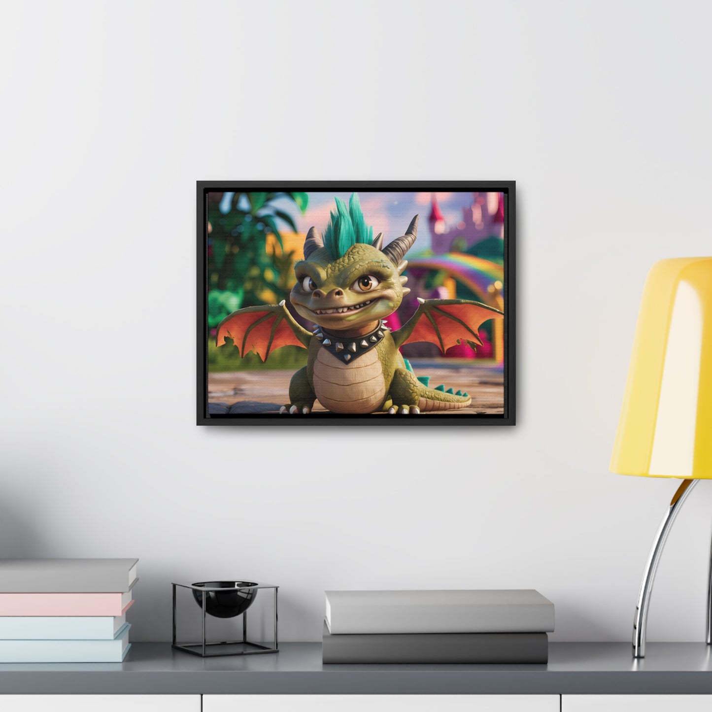 "Spike the Mischievous Baby Dragon" - Gallery Canvas Wraps, Horizontal Frame