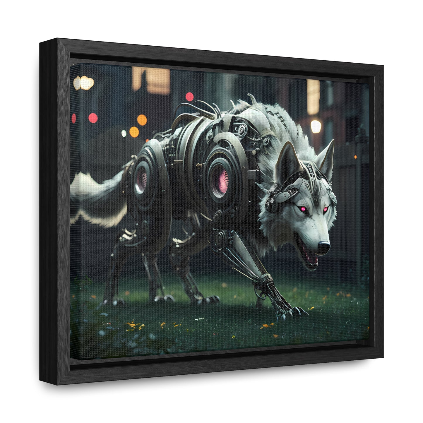 Cyber Wolf Sentinel - Gallery Canvas Wraps, Horizontal Frame