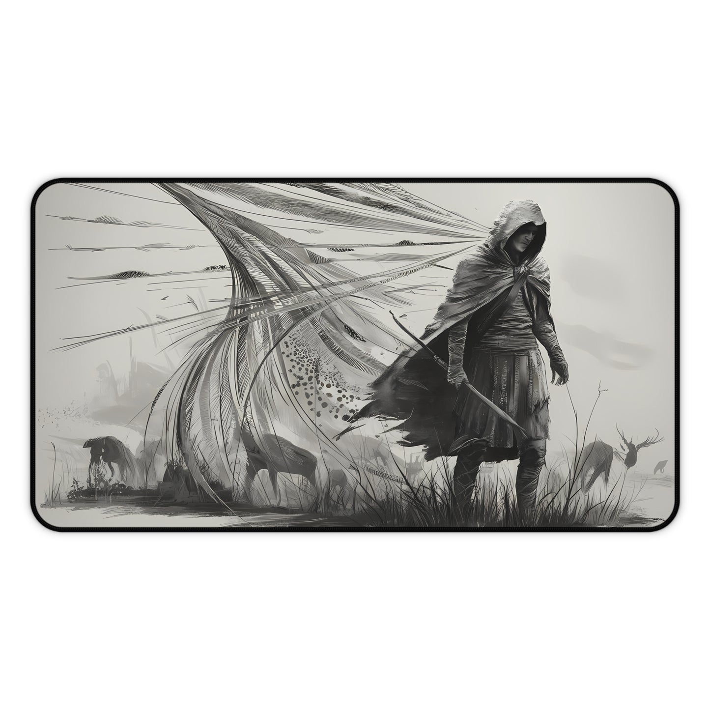 Charcoal drawing of a Ranger - Desk Mat