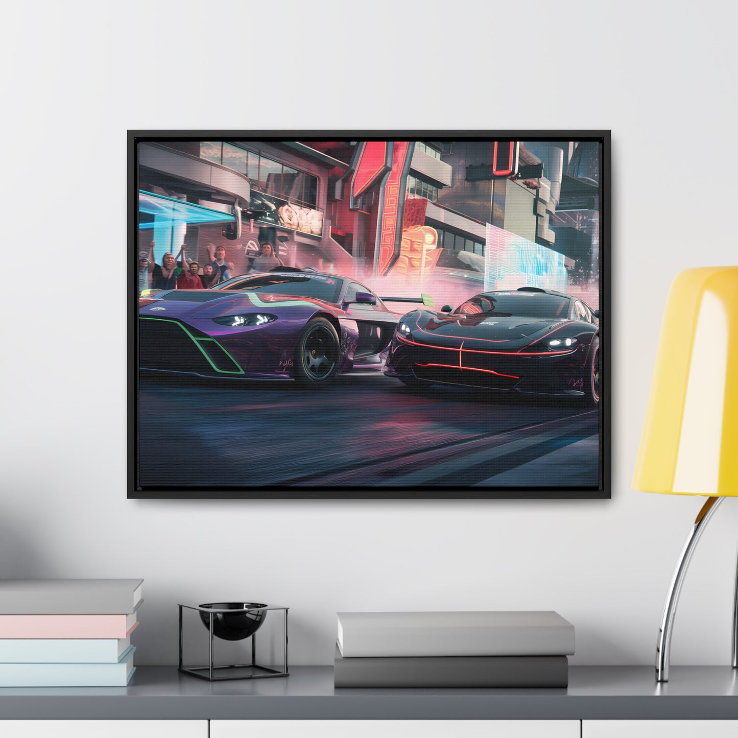 Neon Drift Showdown - Gallery Canvas Wraps, Horizontal Frame