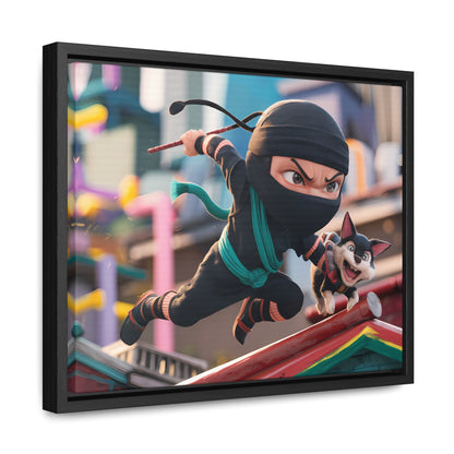 "Ninja and the Fearless Pup" - Gallery Canvas Wraps, Horizontal Frame