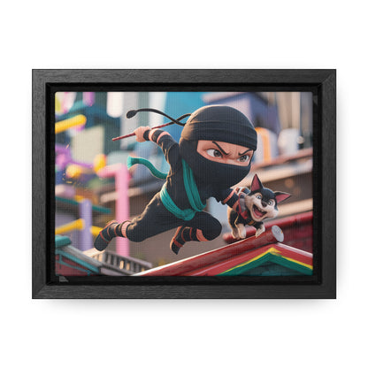 "Ninja and the Fearless Pup" - Gallery Canvas Wraps, Horizontal Frame