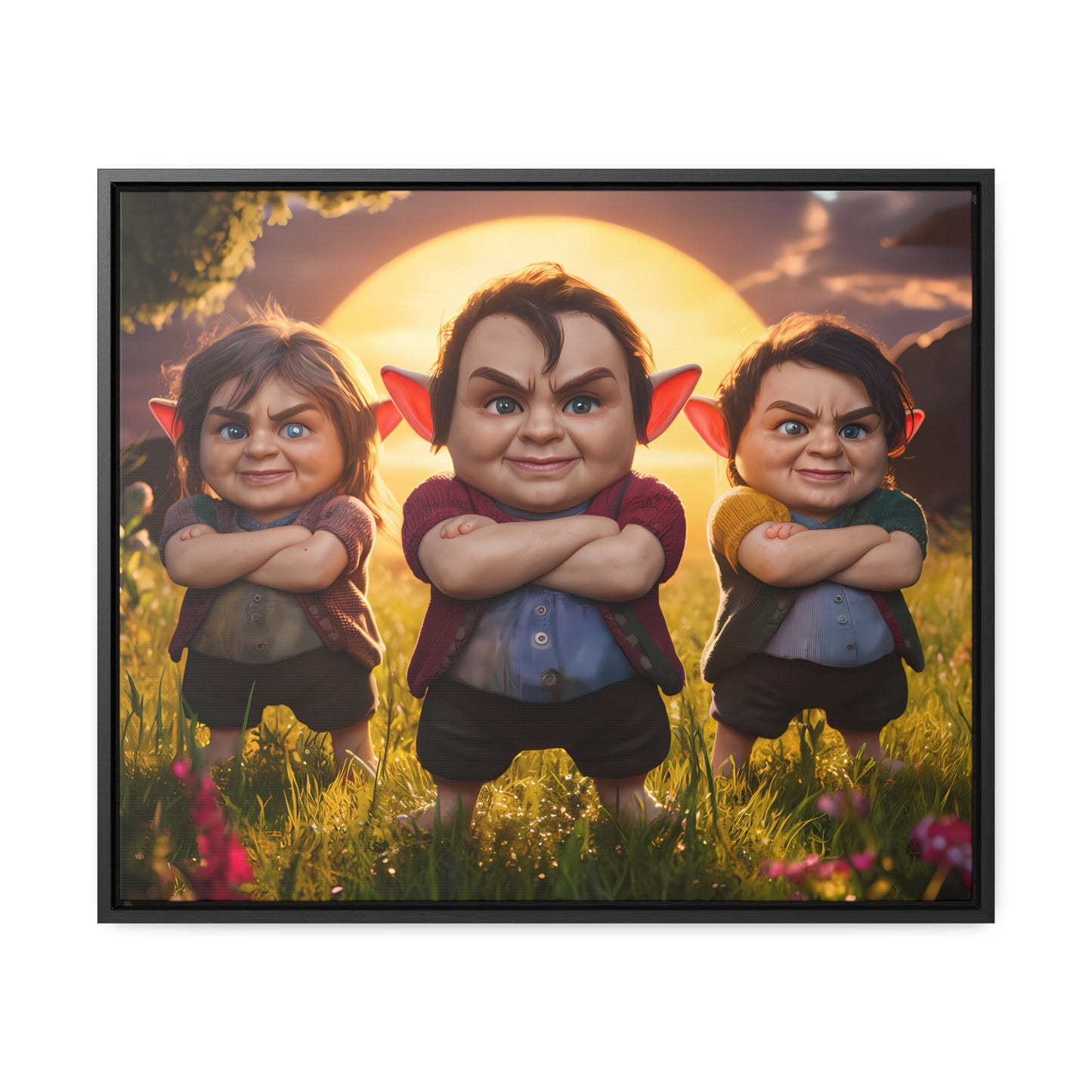 The Mischievous Trio at Sunset - Gallery Canvas Wraps, Horizontal Frame