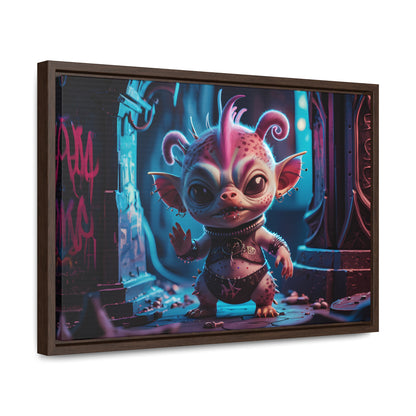 "Punk Goblin in Neon Alley" - Gallery Canvas Wraps, Horizontal Frame