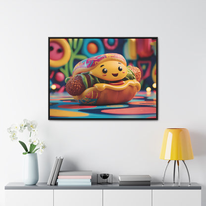 Cheerful Burger Adventure - Gallery Canvas Wraps, Horizontal Frame