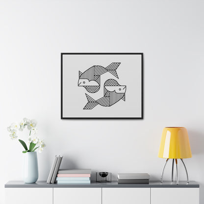 Pisces in Geometric Harmony - Gallery Canvas Wraps, Horizontal Frame