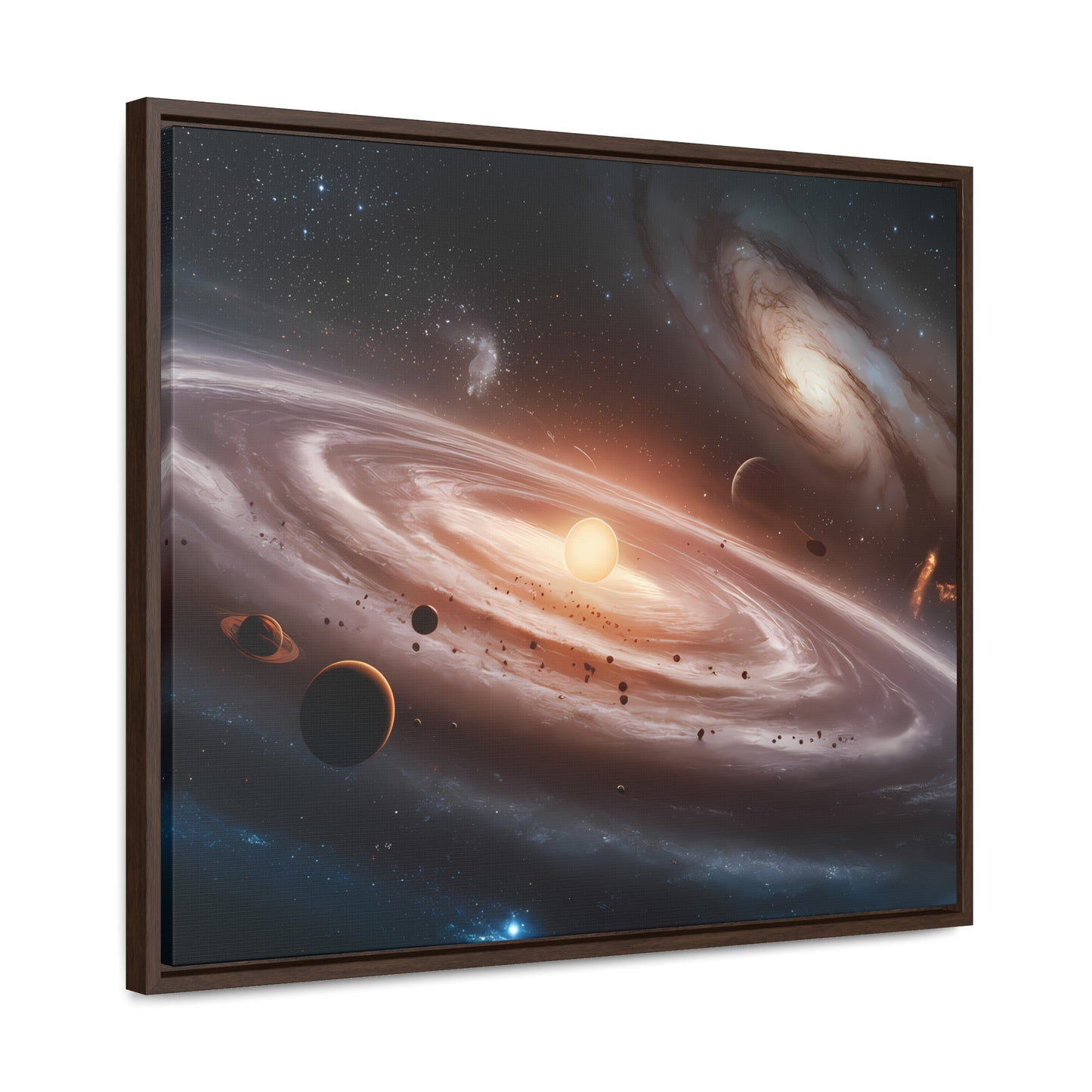 Celestial Symphony: The Dance of Galaxies and Planets - Gallery Canvas Wraps, Horizontal Frame