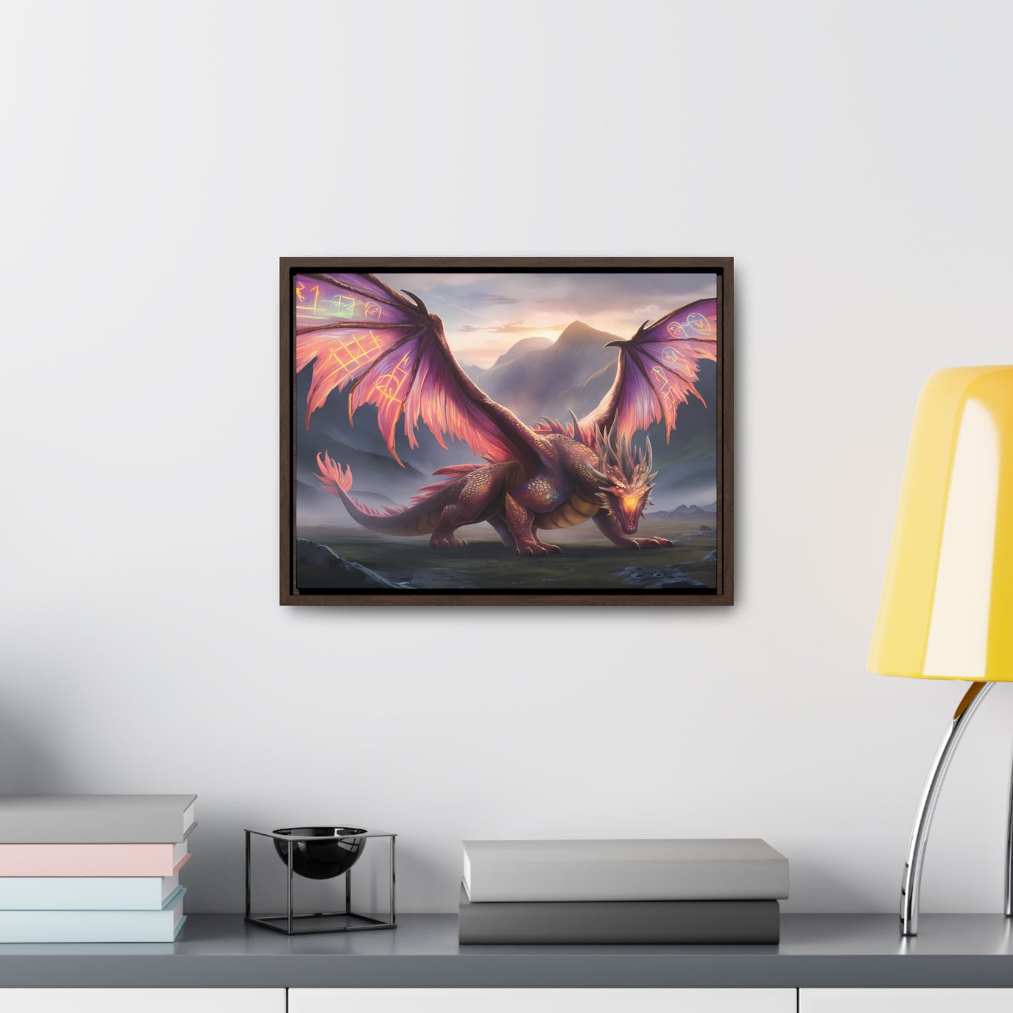 "The Arcane Guardian of the Crimson Peaks" - Gallery Canvas Wraps, Horizontal Frame