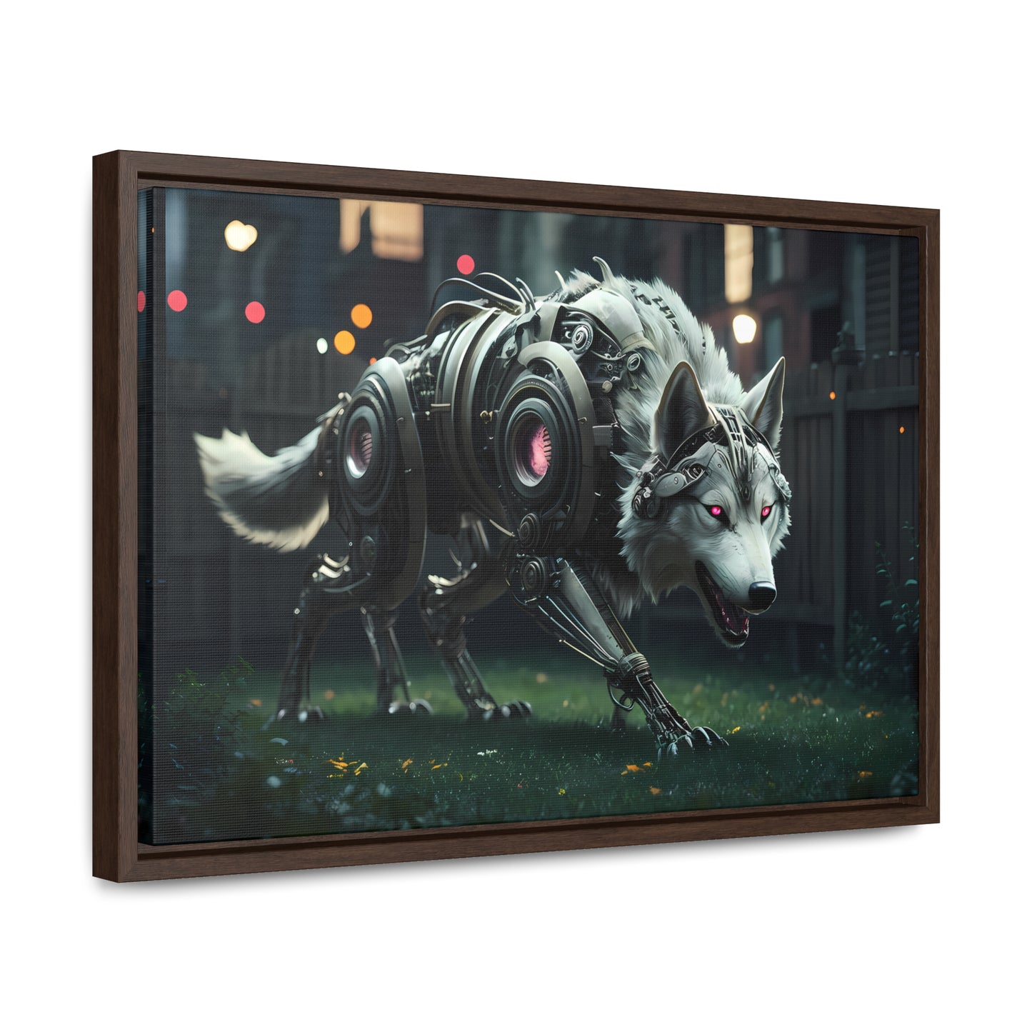 Cyber Wolf Sentinel - Gallery Canvas Wraps, Horizontal Frame