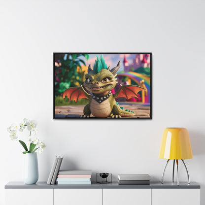 "Spike the Mischievous Baby Dragon" - Gallery Canvas Wraps, Horizontal Frame