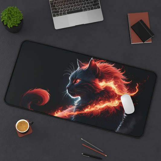 Mystical Fire Cat - Desk Mat