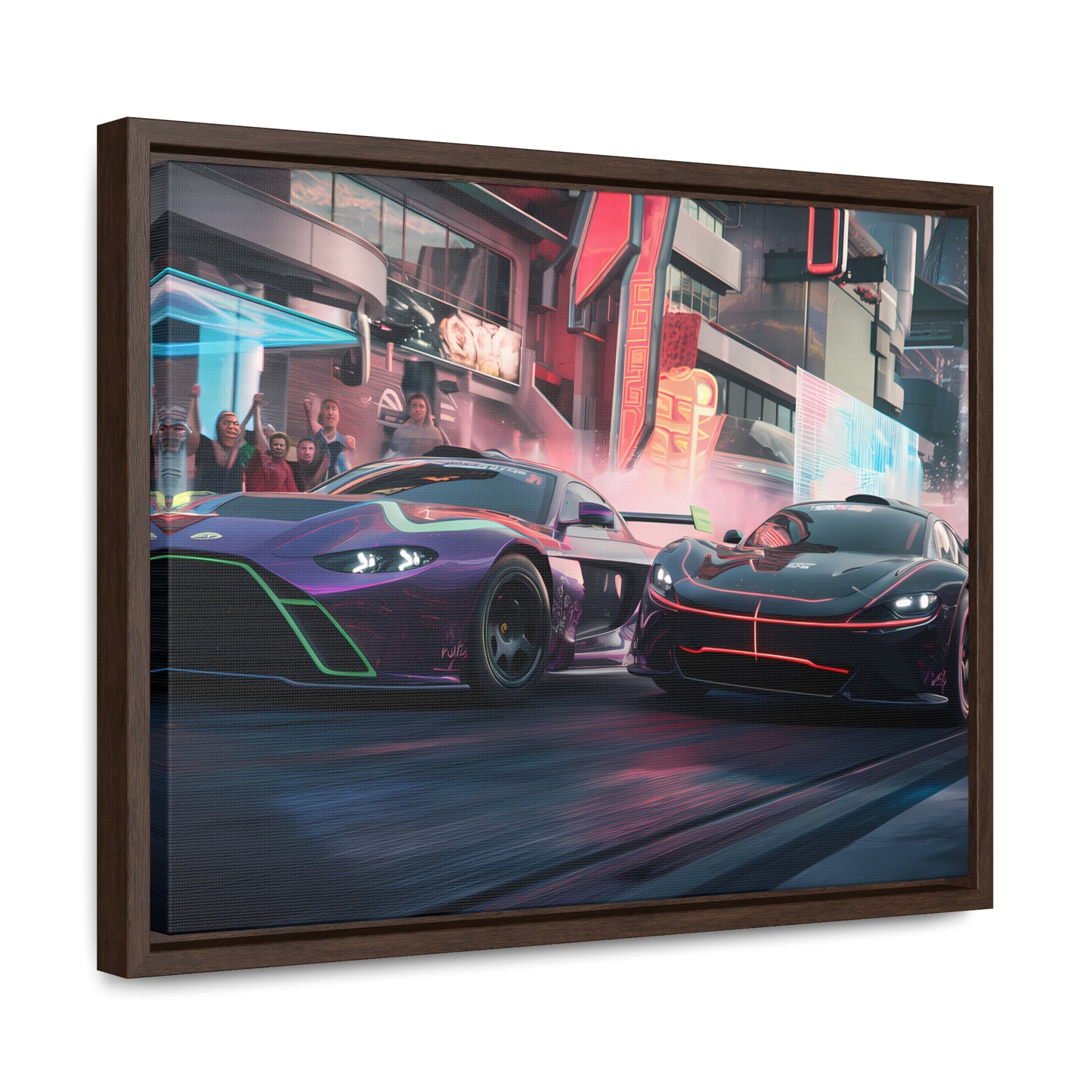 Neon Drift Showdown - Gallery Canvas Wraps, Horizontal Frame