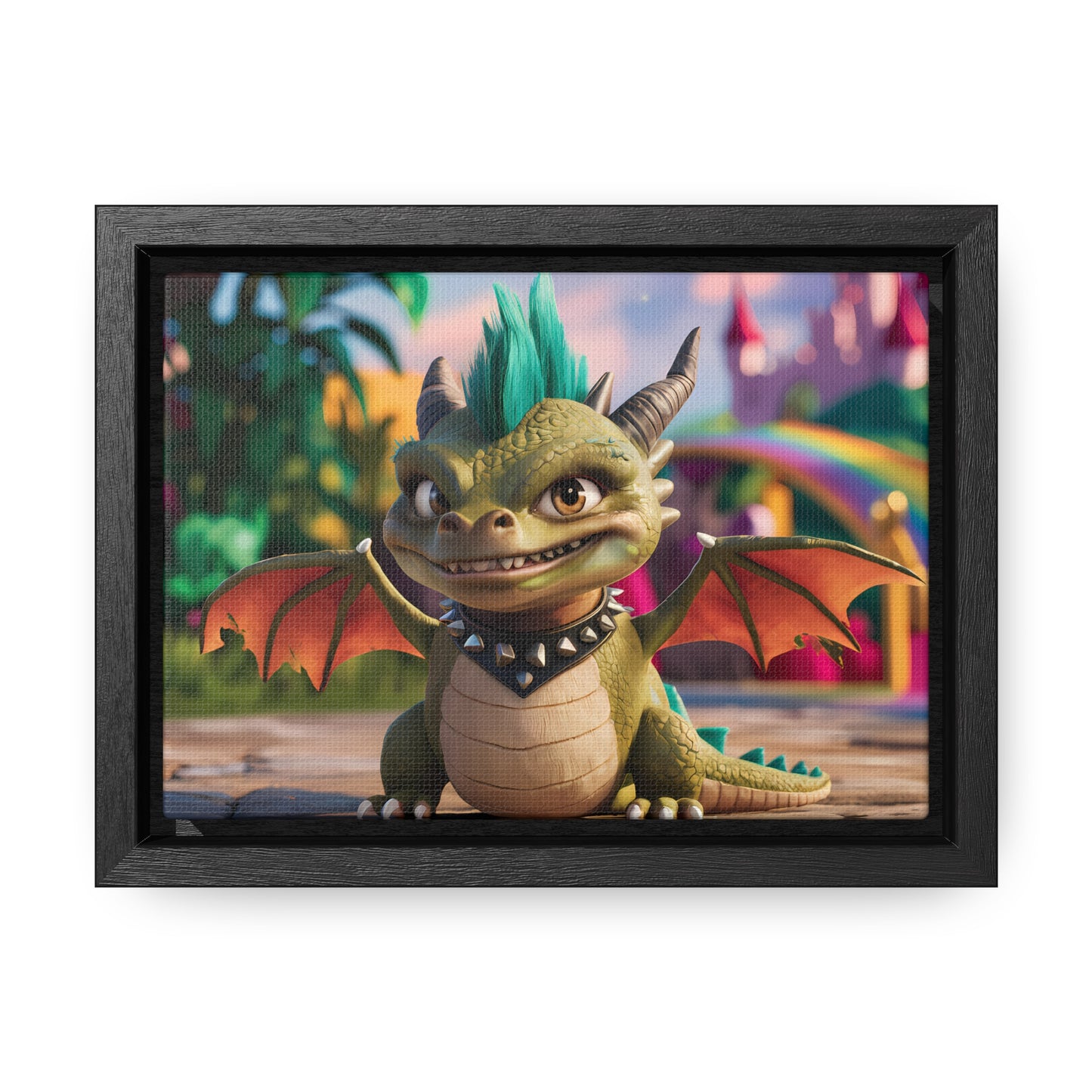 "Spike the Mischievous Baby Dragon" - Gallery Canvas Wraps, Horizontal Frame