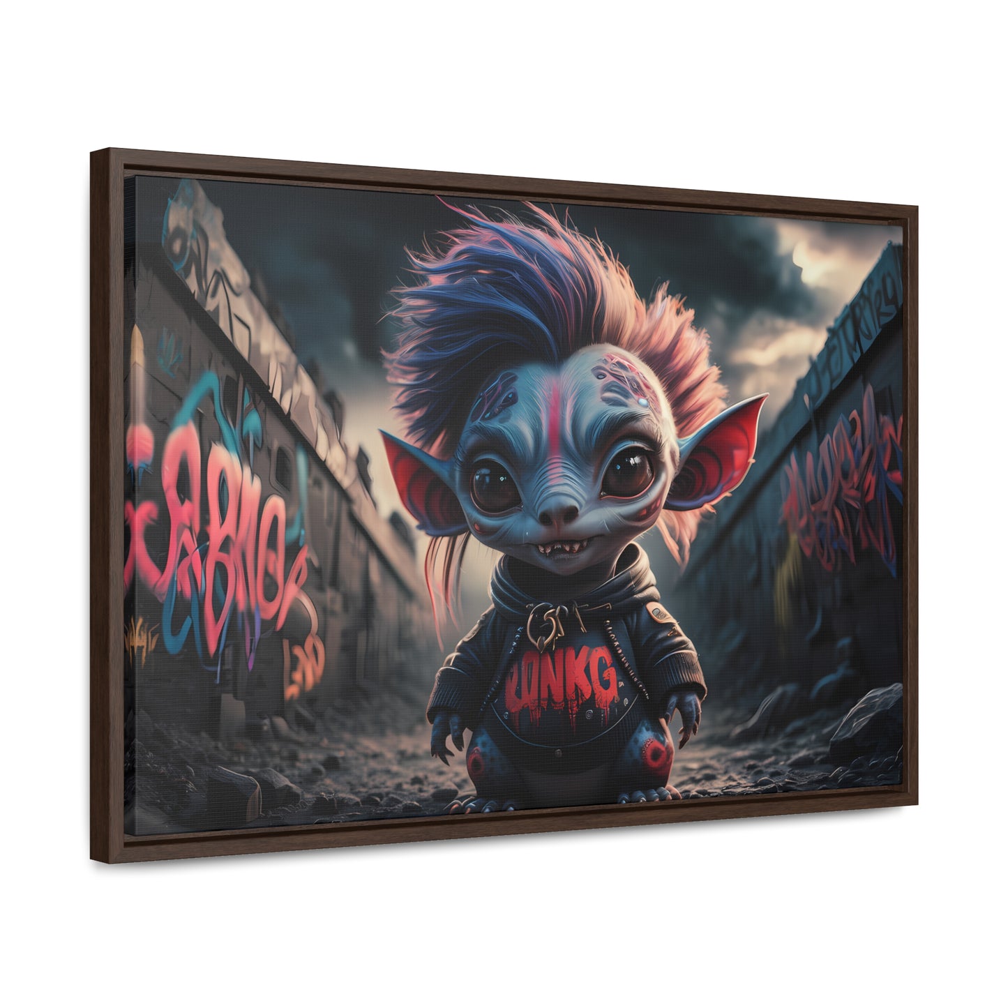 Rebel Gremlin in the Neon Alley - Gallery Canvas Wraps, Horizontal Frame