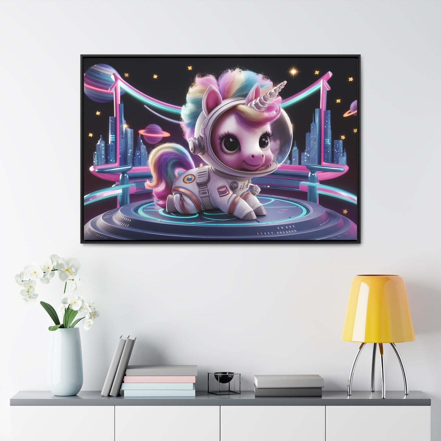 "Galactic Unicorn Explorer" - Gallery Canvas Wraps, Horizontal Frame