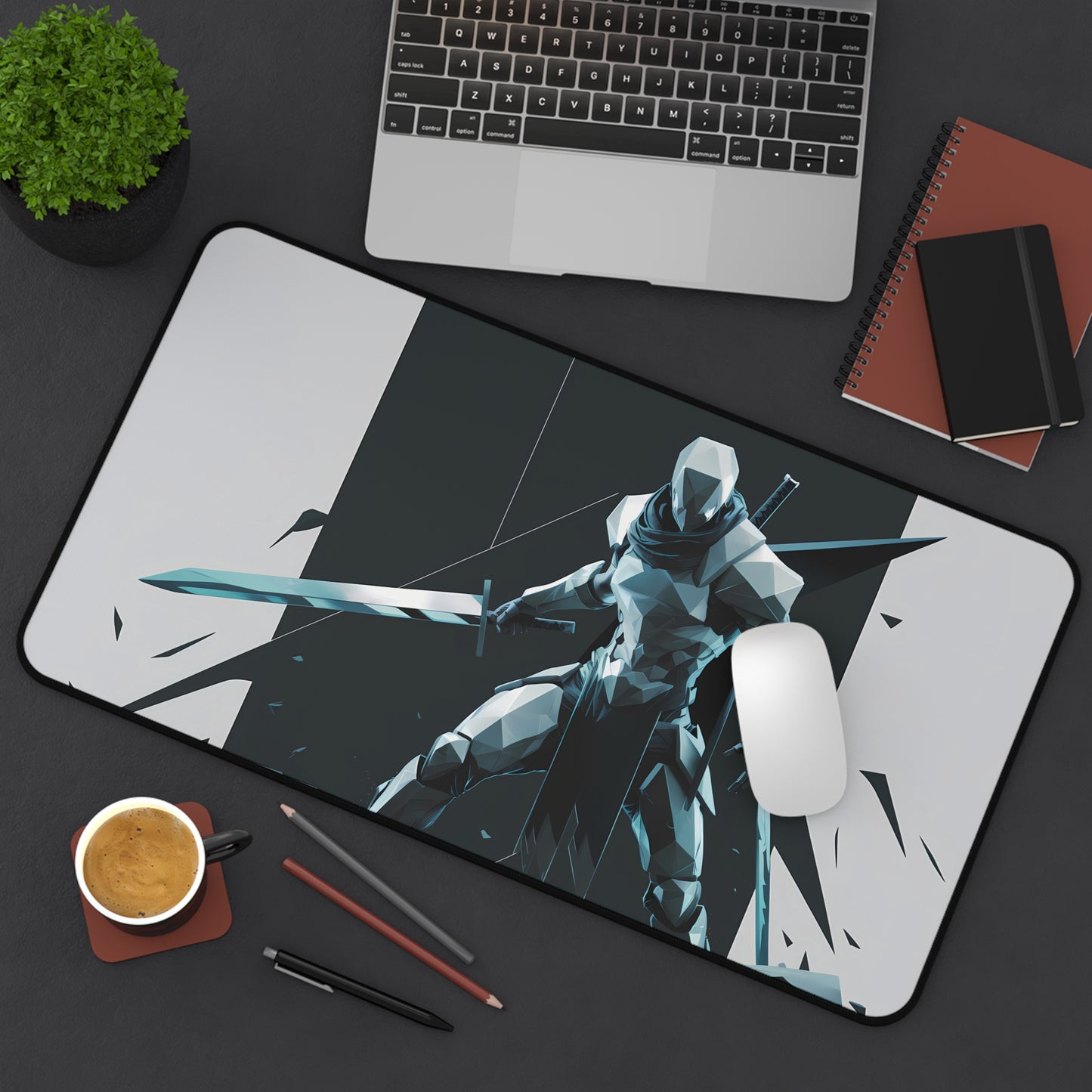 Digital geometric Warrior - Desk Mat