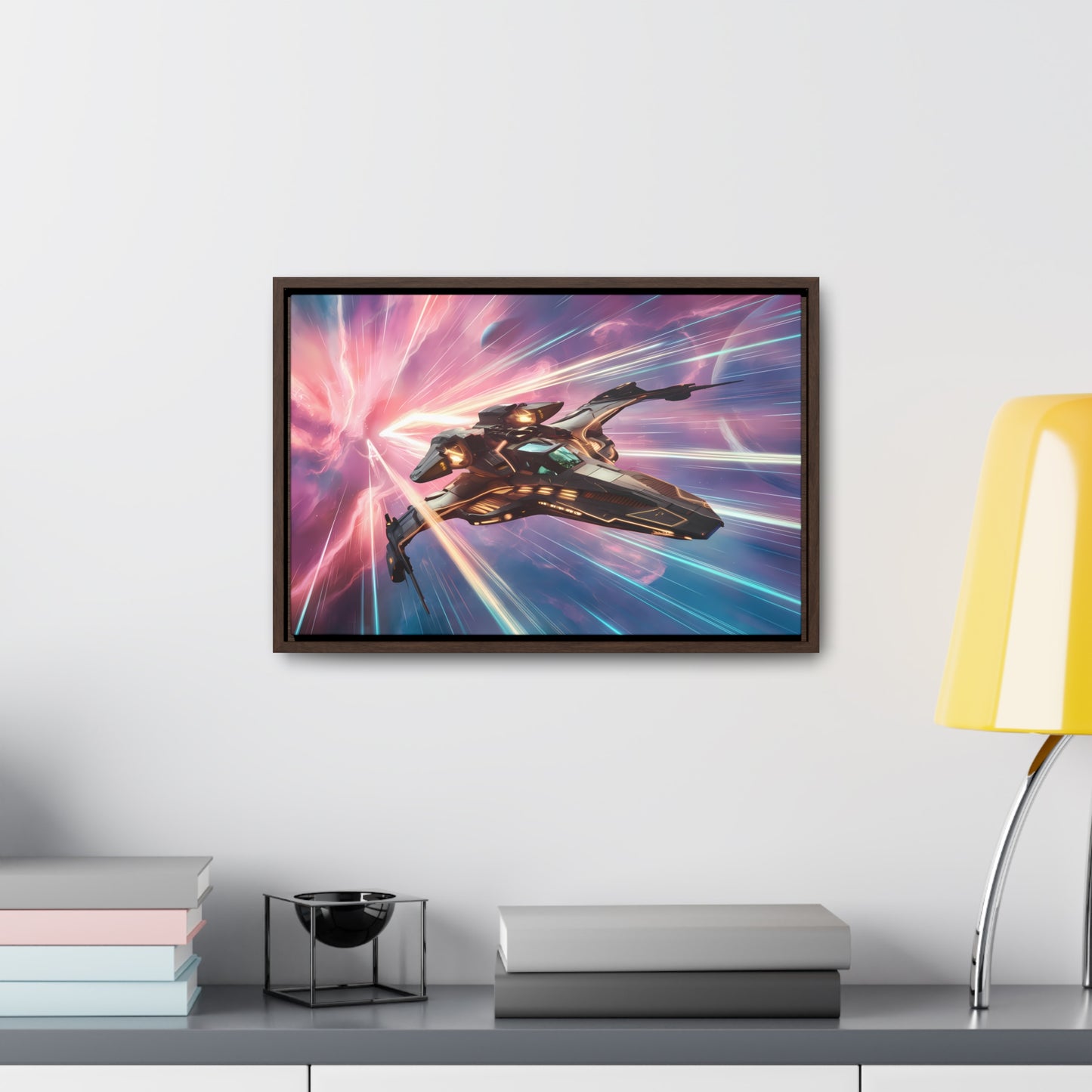 "Starship Through the Cosmic Rift" - Gallery Canvas Wraps, Horizontal Frame