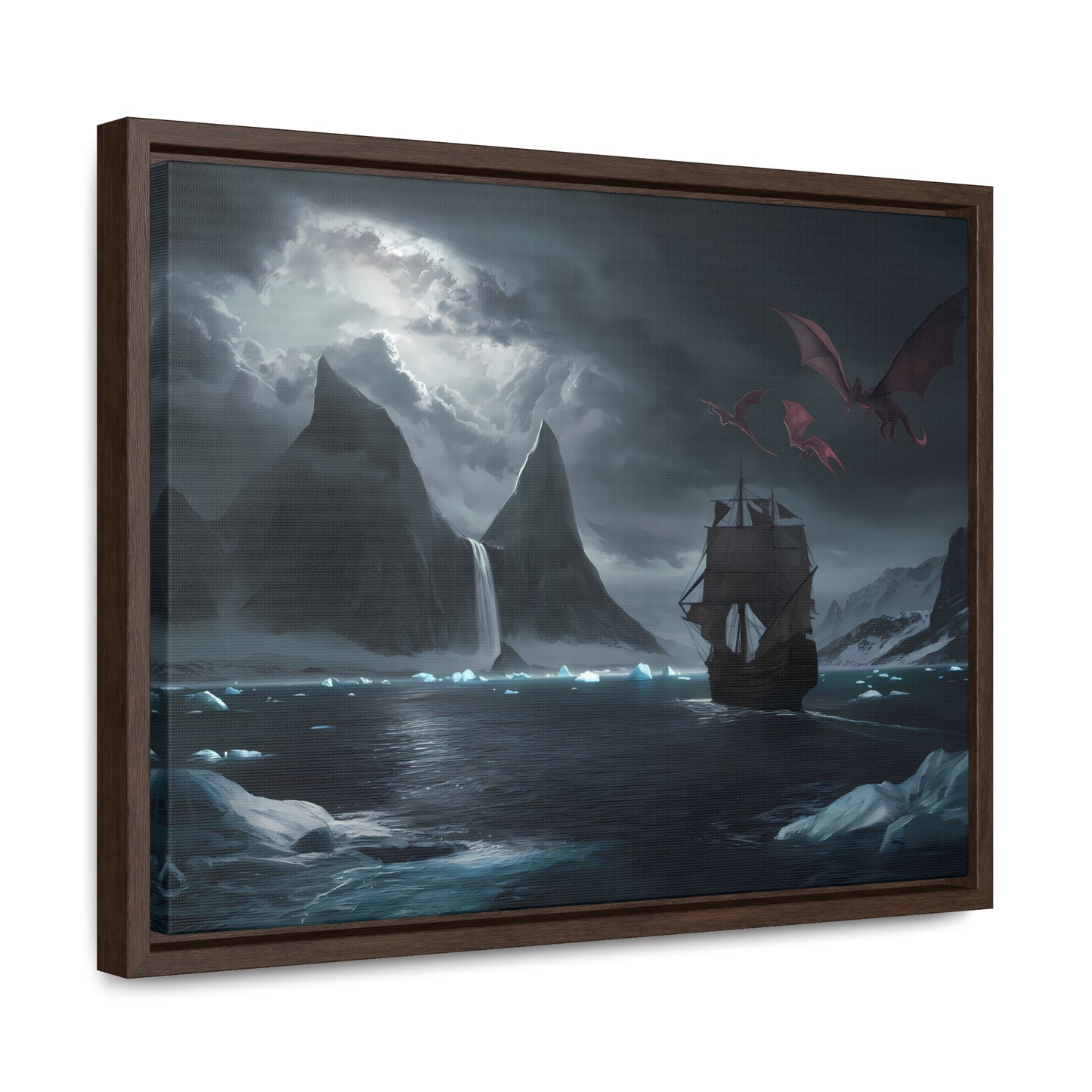 Dragons Over the Frozen Abyss - Gallery Canvas Wraps, Horizontal Frame