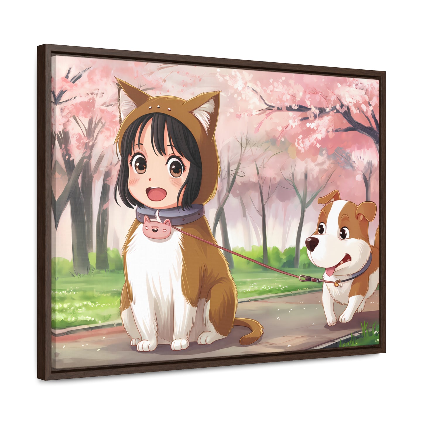 Blossom Walk with My Furry Friends - Gallery Canvas Wraps, Horizontal Frame