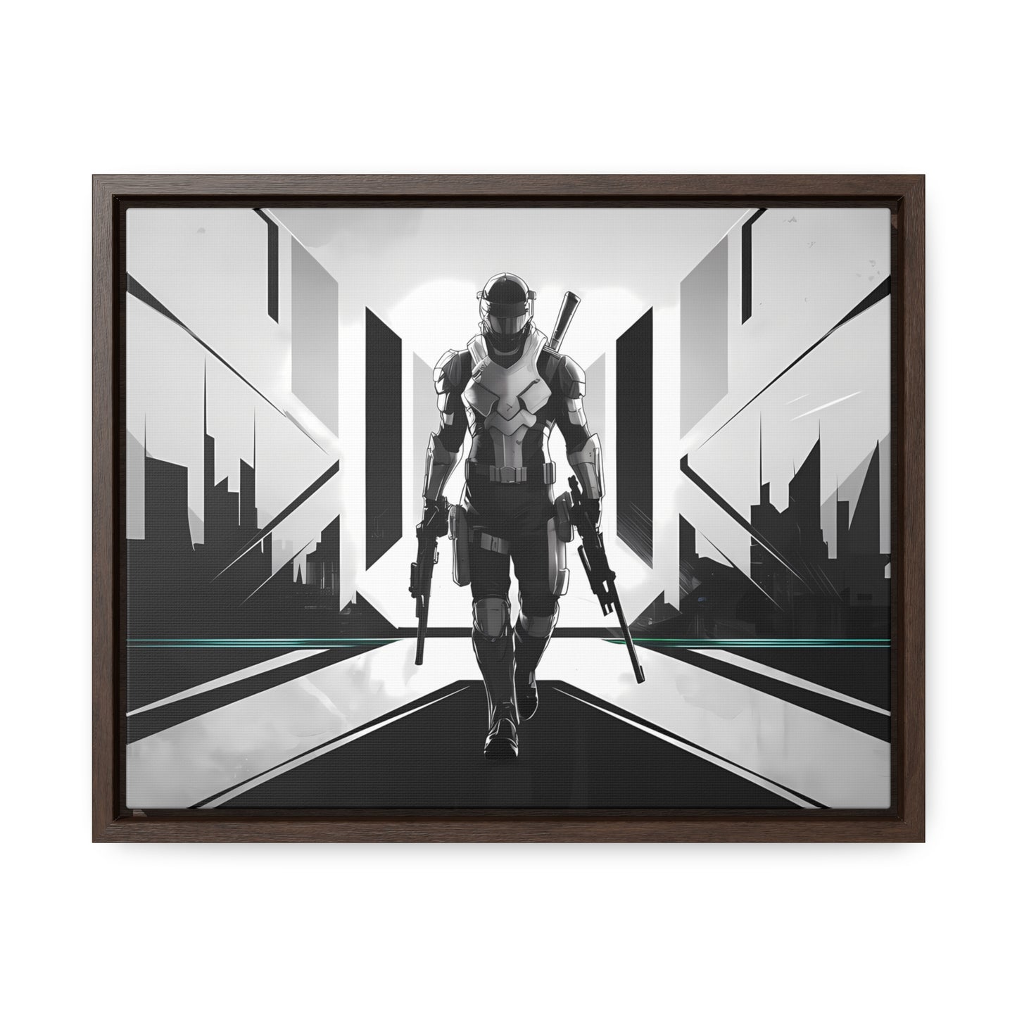 Sentinel of the Neon Metropolis - Gallery Canvas Wraps, Horizontal Frame