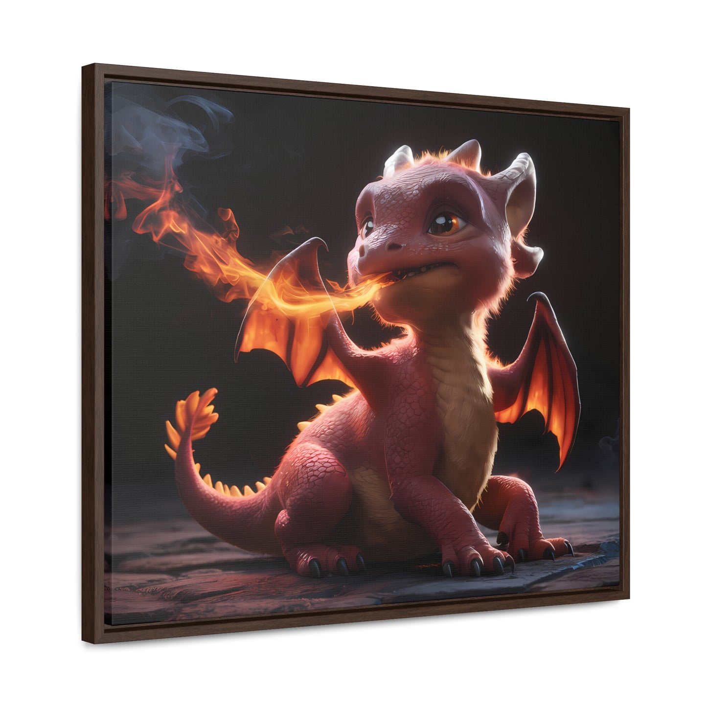 "Baby Dragon's First Flame" - Gallery Canvas Wraps, Horizontal Frame