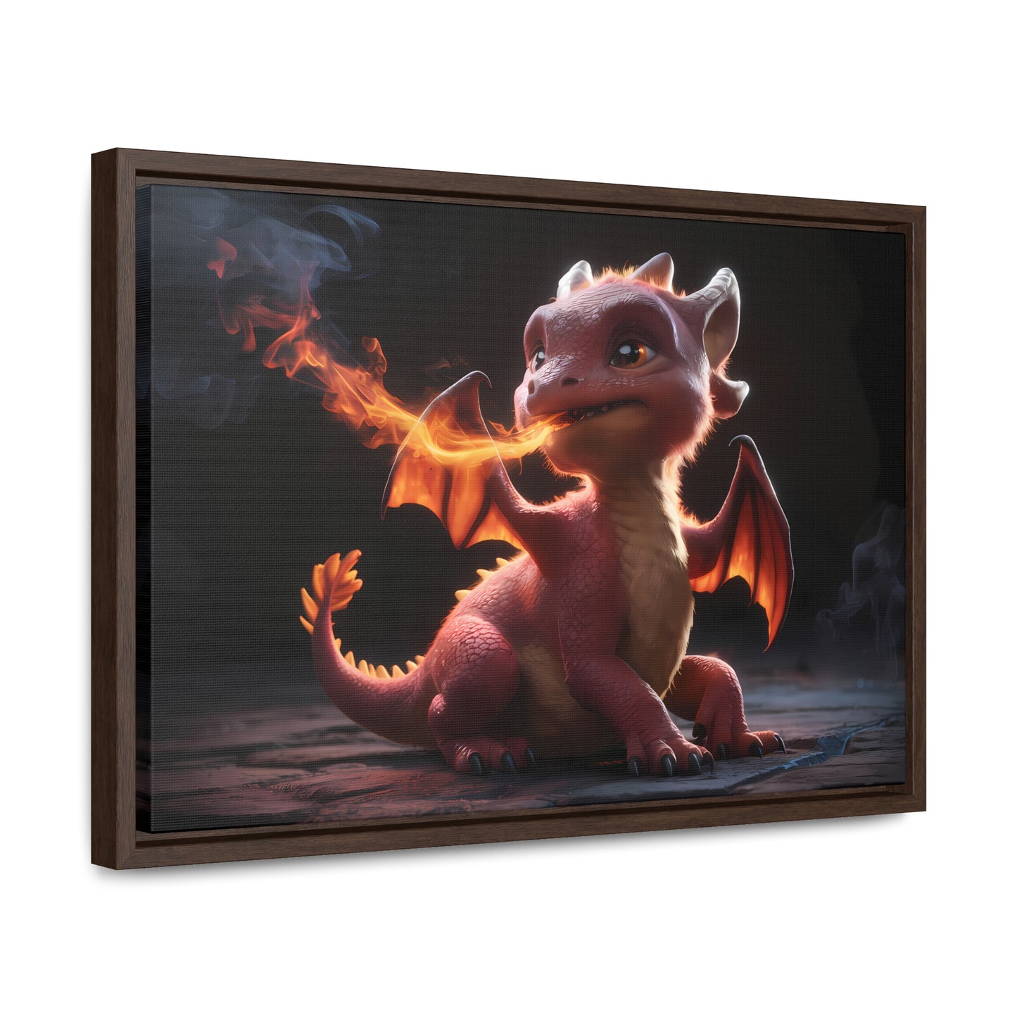 "Baby Dragon's First Flame" - Gallery Canvas Wraps, Horizontal Frame