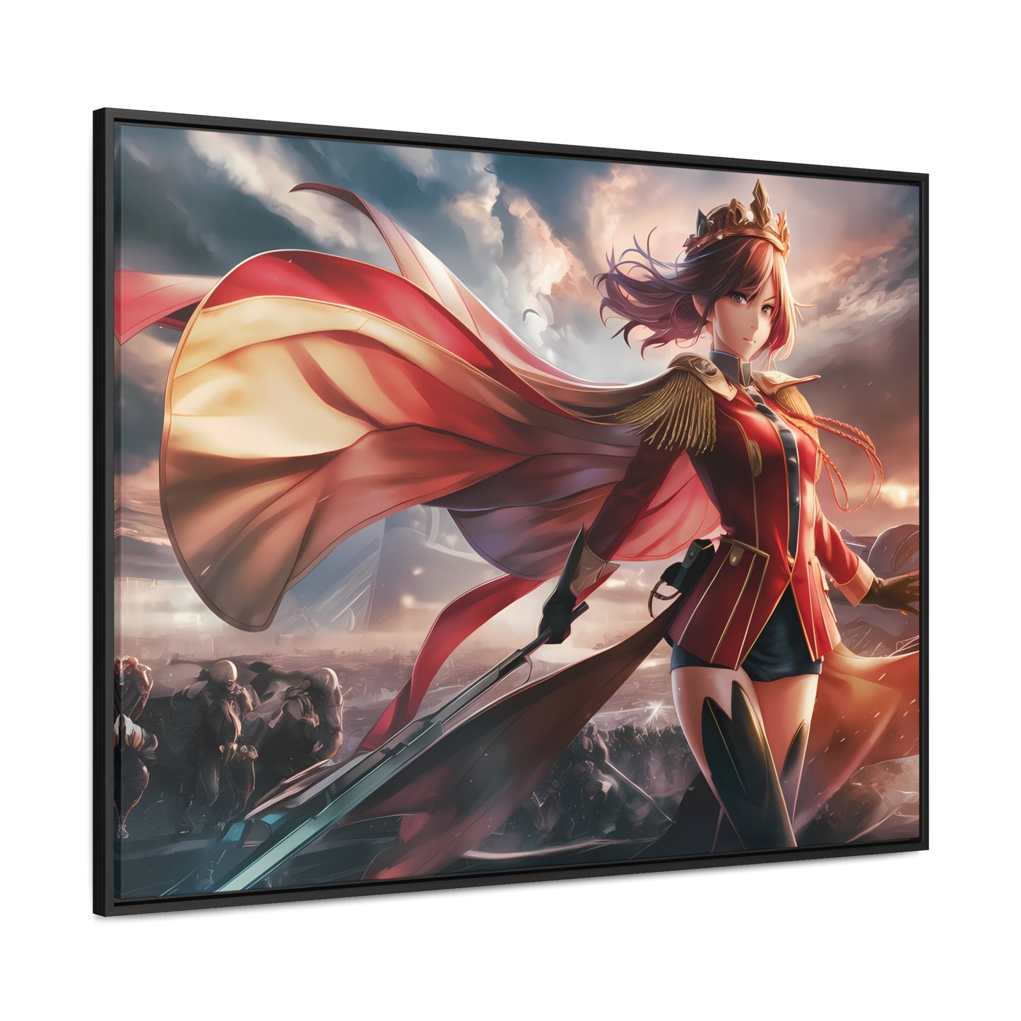 "Crimson Empress: Battle's Edge" - Gallery Canvas Wraps, Horizontal Frame