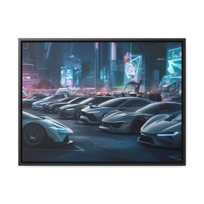 "Midnight Car Meet in Neon City" - Gallery Canvas Wraps, Horizontal Frame