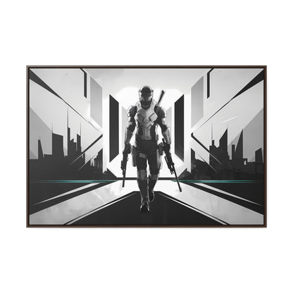 Sentinel of the Neon Metropolis - Gallery Canvas Wraps, Horizontal Frame