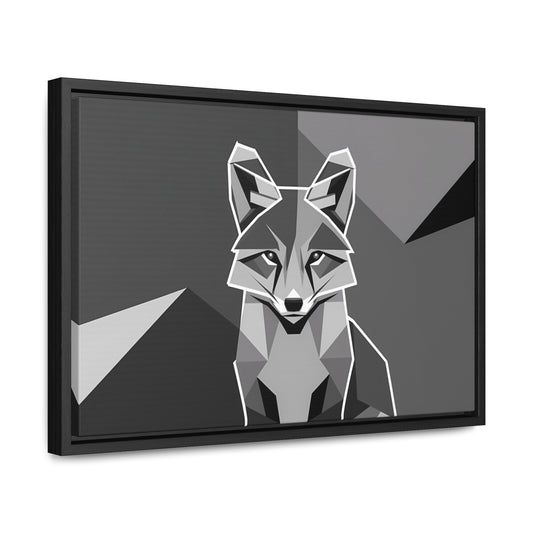 "Geometric Fox in Monochrome" - Gallery Canvas Wraps, Horizontal Frame